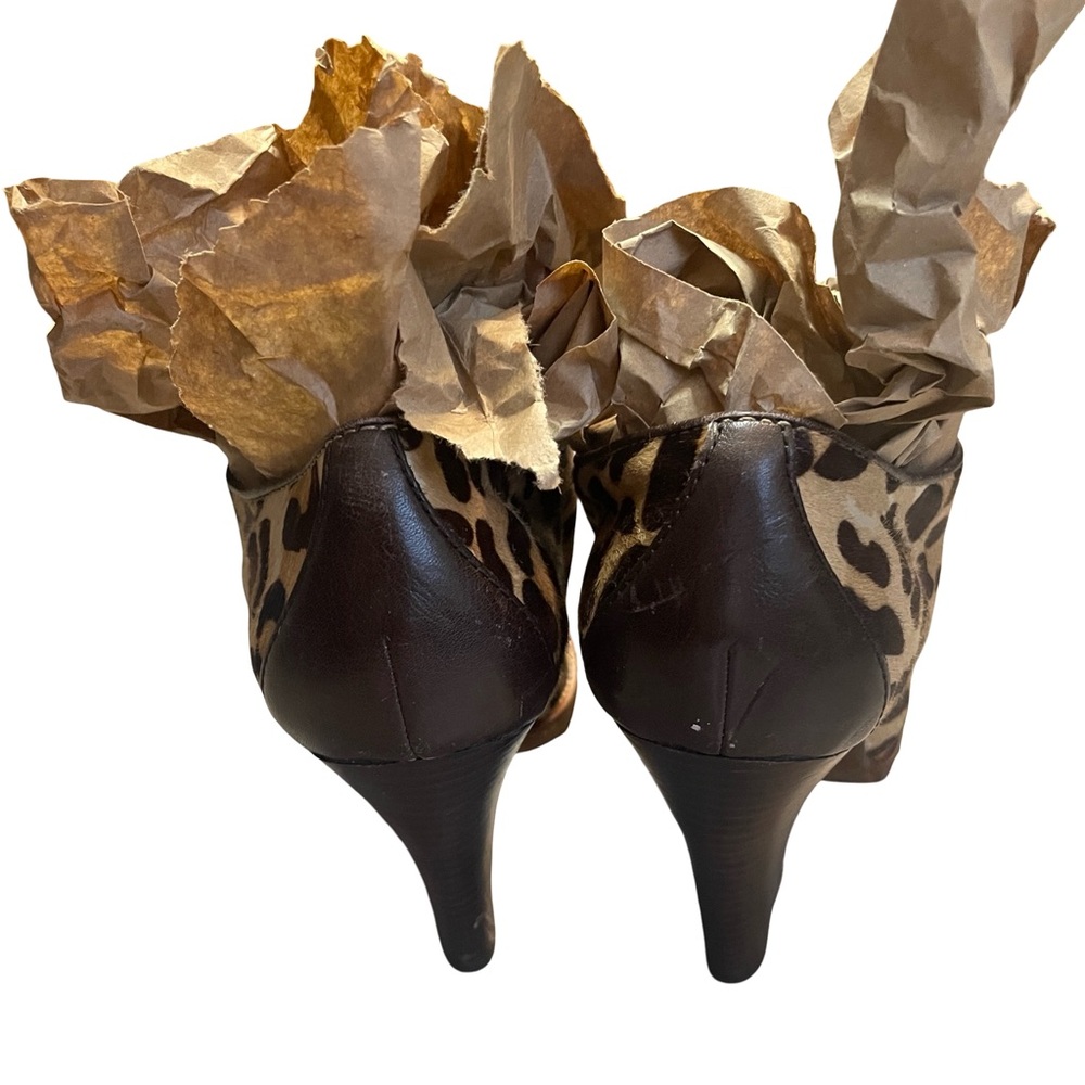 Coach Tullah Calf Hair Leopard Print Lace Up Heeled Booties Tread Sz 9.5 $248 - Picture 2 of 10